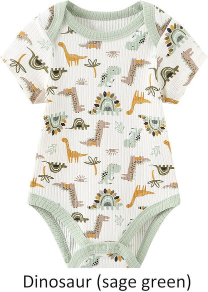 Baby Bodysuit and Pant Set 6-pcs Ribbed Soft Infant Boy Girl Clothes Outfits