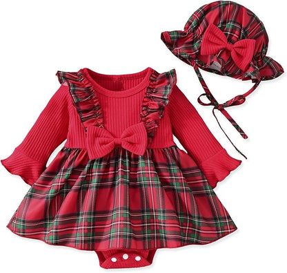 Aalizzwell Infant Baby Girls One Piece Romper Dress with Hat 0-18 Months