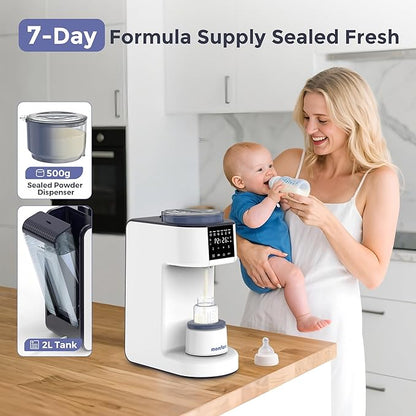 Formula Maker Pro, 2-Minute Quick Mix Baby Formula Dispenser, One-Touch Automatic Milk Maker, 3 Formula Temps + 4 Hot Water Choice, 2L Tank & Sealed Powder Container for Clump-Free Formula