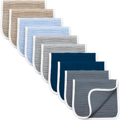 Synrroe Burp Cloths Large, Muslin Burp Cloths for Baby Girls and Boys, Pack of 10 Extra Absorbent and Soft Muslin, 6 Layers 20 by 10 Inches 100% Cotton (Mix 10 Pack)