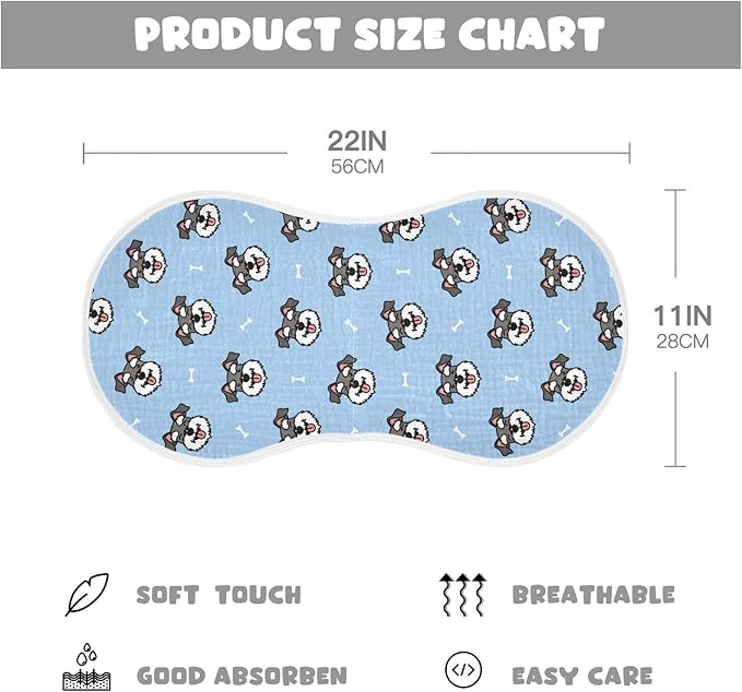 vvfelixl Miniature Schnauzer Dog Heads Burp Cloths for Baby Boy Girls Baby Washcloths Burp Rags 1 Pack