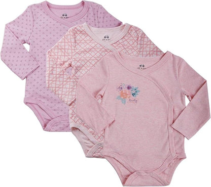 Asher & Olivia Baby Kimono Side Snap 3 Pc Girl Long Sleeve Bodysuit Set