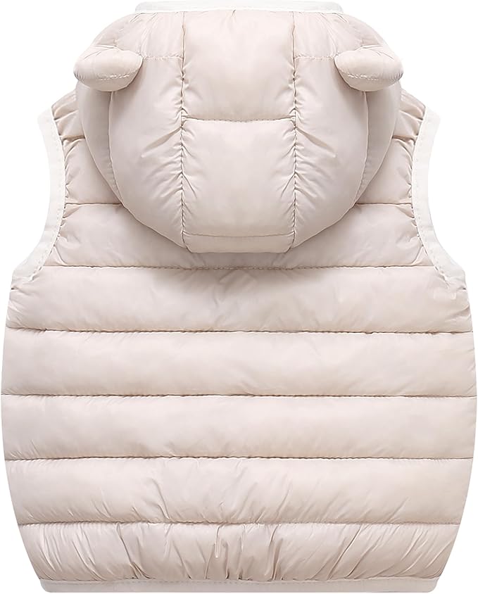 AIWUHE Baby Boys Girls Hooded Puffer Vest Winter Lightweight Sleeveless Bear ears Zipper Up Jacket