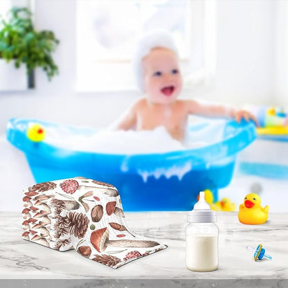 vvfelixl Mushrooms Cones Baby Burp Cloths, Baby Muslin Washcloths for Boys Girls, Cotton Baby Face Towel for Newborn Infants Soft and Absorbent 11.8 X 11.8 in, 5 Pack