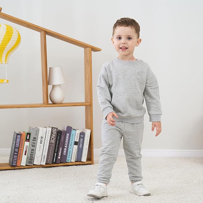 Fullfamous Baby and Toddler Boys 100% Cotton 2 Piece Long Sleeve Sweatshirt and Sweatpant Jogger Pants Set Newborn-4T