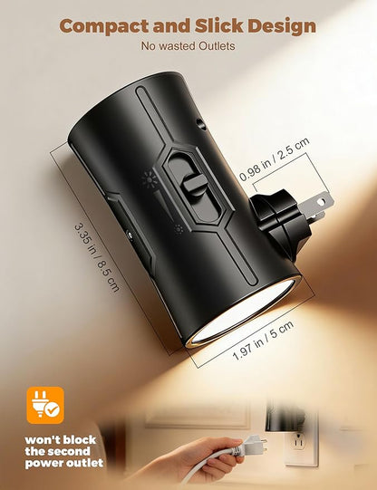 Night Light, 2-Pack Dimmable Plug-in Night Light with Auto On/Off & 90°Rotatable Plug, 0-100LM Adjustable Brightness,1W Ultra Low Energy for Bedroom, Hallway, Bathroom, Kids Room, White