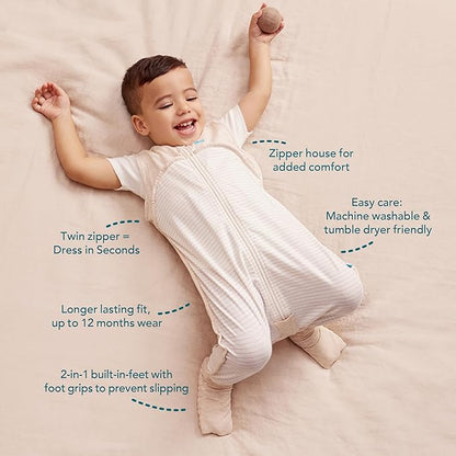 Love to Dream Sleep Suit, Long Sleeve Quilted Cotton 2.5 TOG, Baby Wearable Blanket with Legs