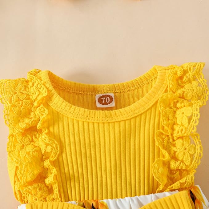 Baby Girl Clothes Newborn Romper Dress Infant Lace Ruffle Sleeveless Summer Outfits with Headband 0-12 Months