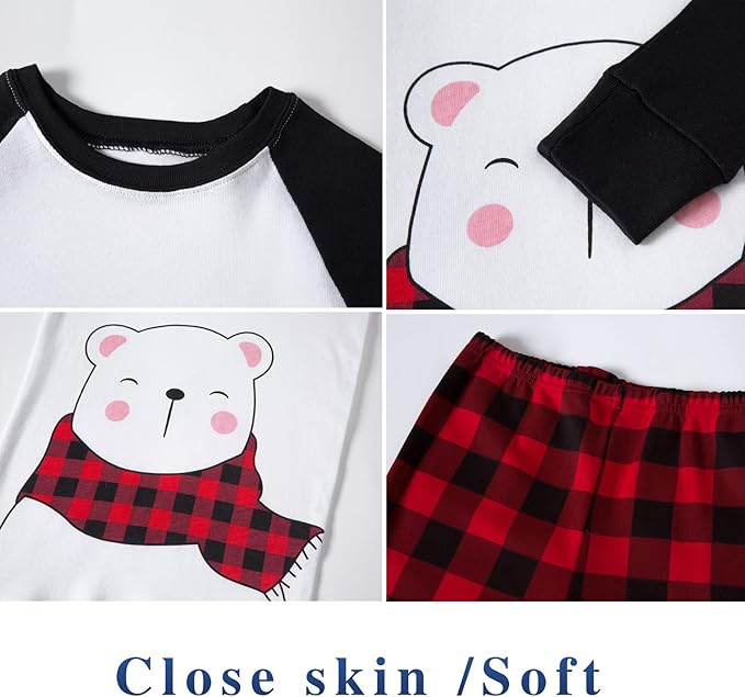 Babyroom Girls Matching Doll&Toddler 4 Piece Cotton Pajamas Toddler Christmas Sleepwear