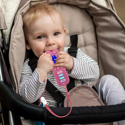 SOLIFEGOBLE 2 Pack Toy Remote for Baby,Silicone Remote Teether for Babies,Baby TV Remote Toys,Infant Chew Toys for Babies Chew Toys (Black + Pink)