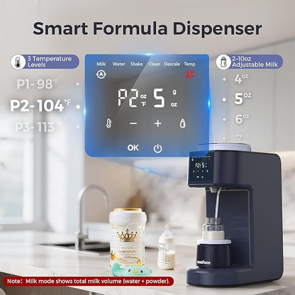 Automatic Baby Formula Maker – Fast Formula Dispenser for Instantly Mixing Warm Bottles with Precise Powder & Water Ratio, 3 Temp Settings, One-Touch Clean, Fits Most Bottles & Formula Brands