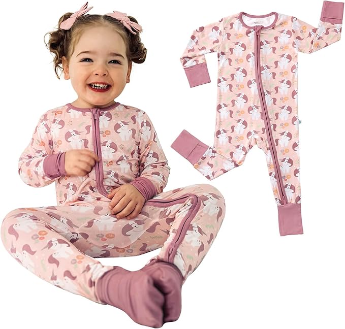 Baby Rompers Long Sleeve Mittens Cuff 2 Way Zipper Soft Footless Sleeper One-Piece Romper