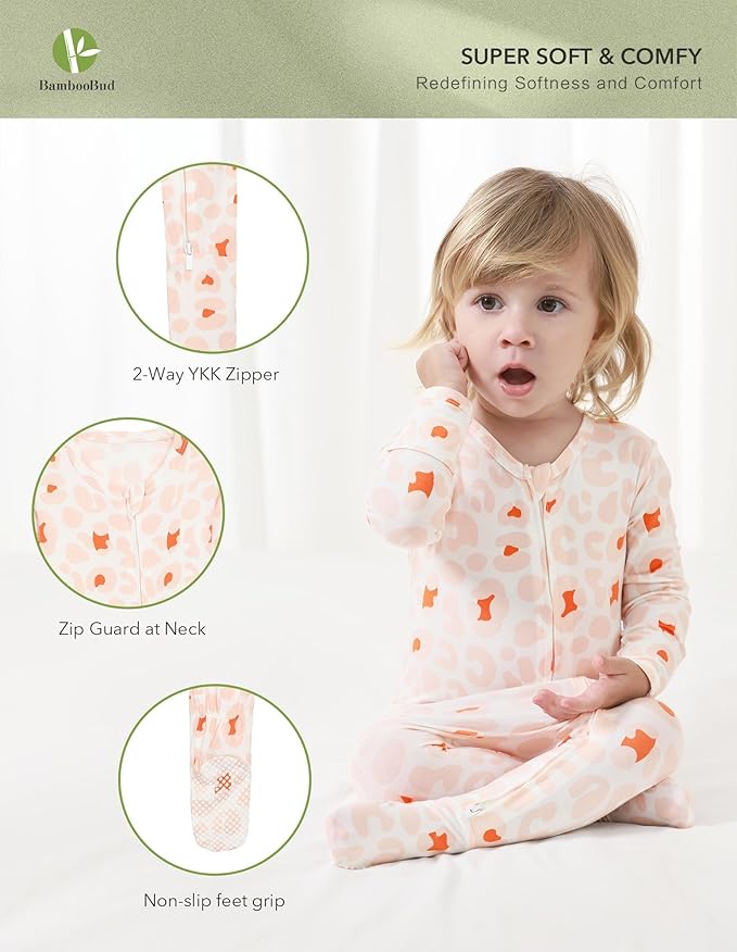 Baby Footie Romper Pajamas Unisex Newborn Infant Pjs Soft Rompers Viscose from Bamboo Sleepwear