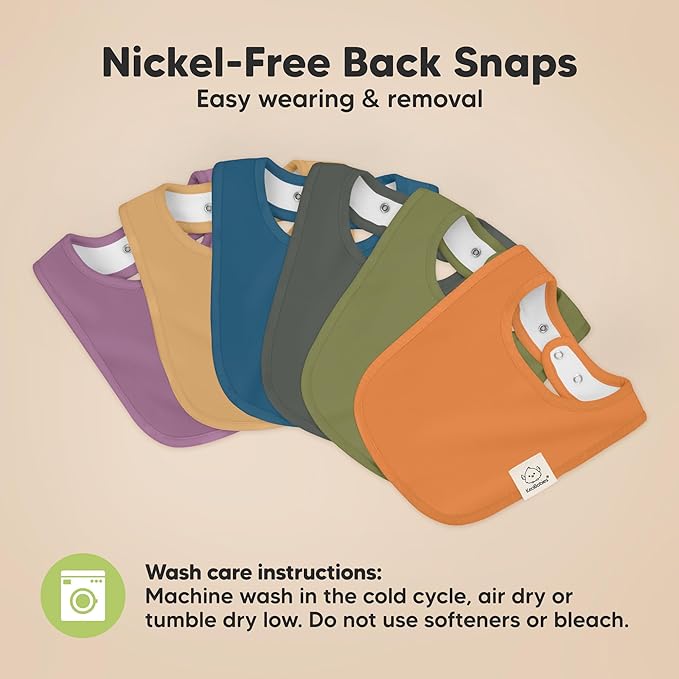 8-Pack Organic Baby Bibs for Boys, Girls - Soft Cotton Drooling and Teething Bibs for Baby Girl & Boy, Extra Absorbent, Easy to Clean & Put On for Toddler, Newborn, Infant 0-24 Months (Sahara)