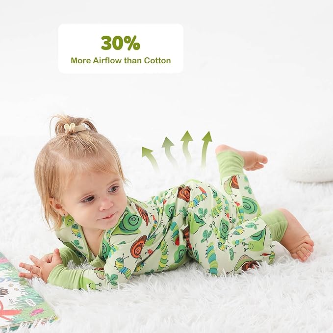 Unisex Infant Neutral Zipped Footies, Viscose from Bamboo 2-Way Zipper Romper Outfit, 0-24 Months One-piece Jumpsuit