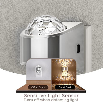 Briignite Night Light, Sliver Night Lights Plug into Wall, LED Projector Night Light, Soft White for Bedroom, Dimmable Brightness Dusk to Dawn Nightlight for Kids, Bathroom, Gaming Room, Home Decor