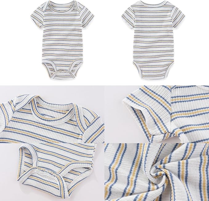 Four Seasons Baby Boy Girl Bodysuits 5-Pack Cotton Comfort Short Sleeve Baby Clothes Soft Infant Outfits