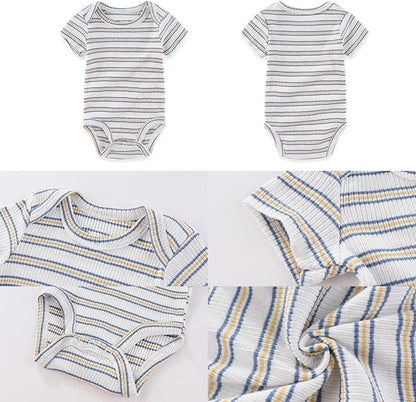 Four Seasons Baby Boy Girl Bodysuits 5-Pack Cotton Comfort Short Sleeve Baby Clothes Soft Infant Outfits