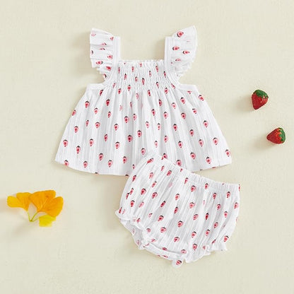Mubineo Baby Girl Summer Clothes Cute Ruffle Tops Dress Shorts Outfits Set Infant Toddler Shrit Bloomers Princess Outfit