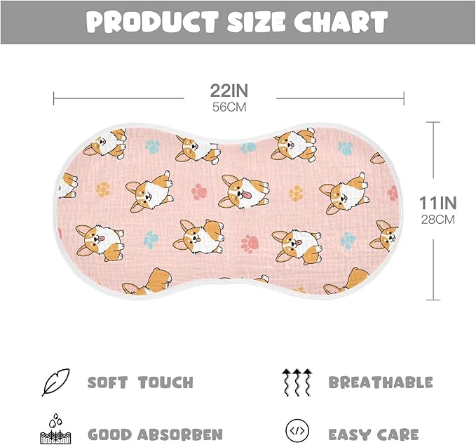 2 Pack Muslin Burp Cloths Cute Dogs Pink Cotton Baby Burp Cloths Ultra Soft Burping Cloth Absorbent Spit Up Rags for Baby Boys Girls 22x11 Inch