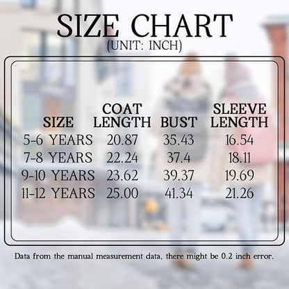 Kids Girls Winter Fleece Lined Puffer Jackets Fur Collar Hooded Parka Snow Coats