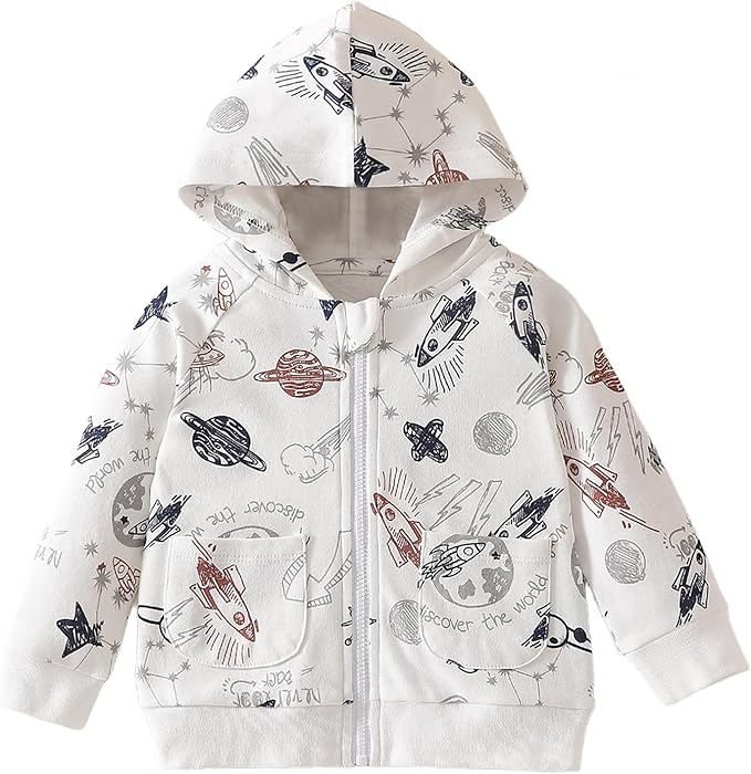ROMPERINBOX Baby Hoodie for Boy Girl, Full Zip-up Lightweight Thin Jackets Coat Sweatshirts 0-24 Months