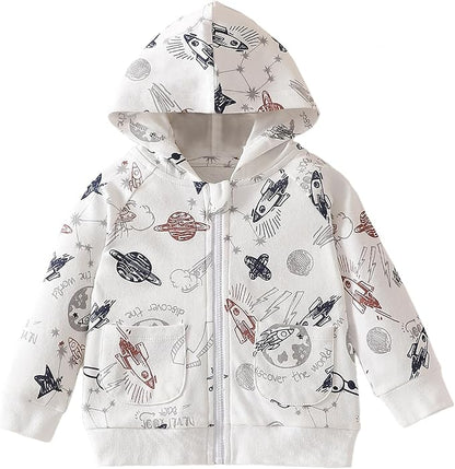 ROMPERINBOX Baby Hoodie for Boy Girl, Full Zip-up Lightweight Thin Jackets Coat Sweatshirts 0-24 Months