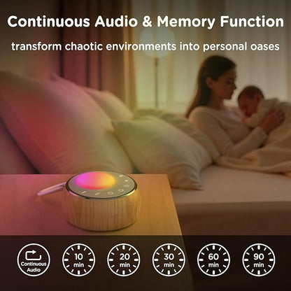 Peakeep White Noise Portable Sound Machine Sleeping Light for Adults Baby, Loud Clear Speaker, 25 Hours Continuous Audio 27 Noise Fan Nature No-looping Sounds, 30 Volume, Battery Operated