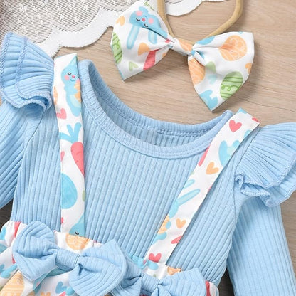 Unutiylo Preemie Newborn Baby Girl Clothes Romper Suspender Dress Fall Winter Outfits Ruffle Long Sleeve Jumpsuit