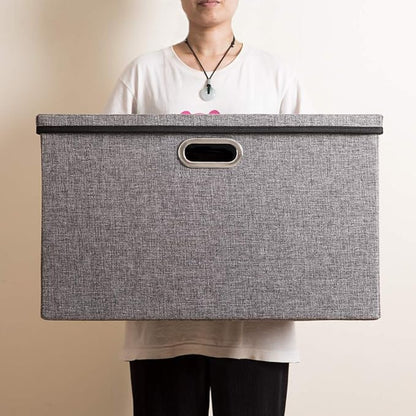 PRANDOM Extra Large Collapsible Storage Bins with Lids [5-Pack] Linen Fabric Foldable Storage Baskets Boxes Organizer Containers Cube with Cover for Bedroom Closet Office Nursery (22.8x15.75x13.8)