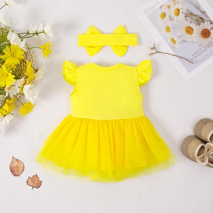 Magic Park 0-18M Infant Bodysuit Tutu Dress Baby Girl Romper Dress Toddler Solid Color Tulle Skirt Baptism Holidays Outfits