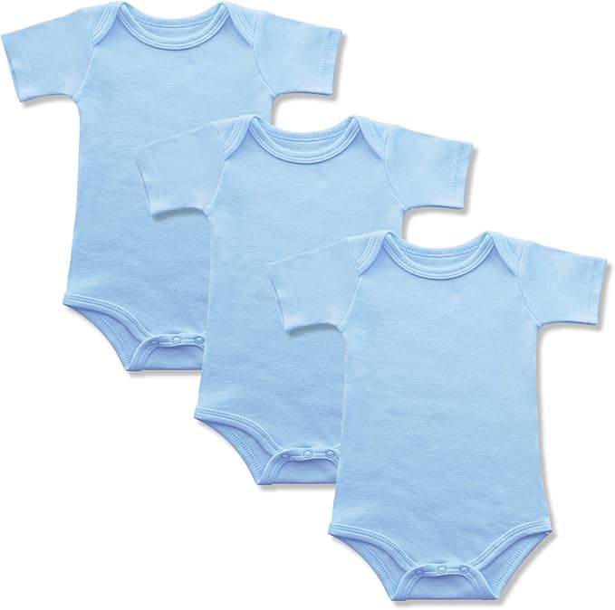 GKrepps Unisex 3-Pack Short-Sleeve 100% Organic Cotton Baby Bodysuits Infant Toddler