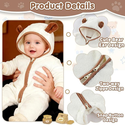 Fairy Baby Newborn Baby Bear Outfit Suit Thin Fleece Jumpsuit Romper Hooded Winter Clothes Snowsuit Coat Infant Girls Boys