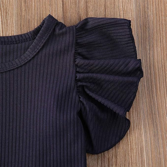 Newborn Infant Baby Girl Solid Ruffle Romper Bodysuit Jumpsuit Casual Clothes One Piece Outfit