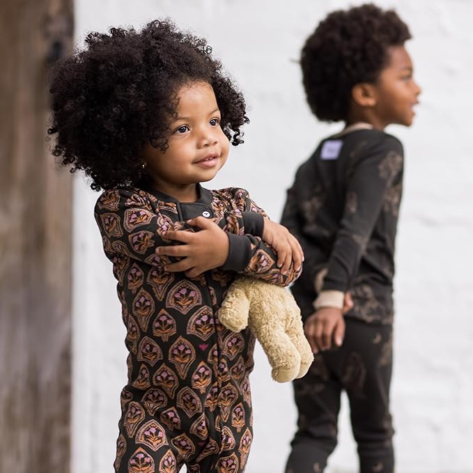 Burt's Bees Baby Baby Girls Sleeper Pajamas, 100% Organic Cotton, One-piece PJs, Diagonal Zip Up Jumpsuit, Snug Fit Footie