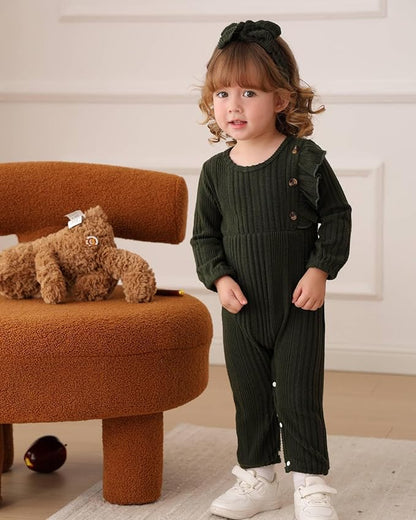 Infant Baby Girl Clothes Newborn Girl Romper Fall Winter Outfit Ruffle Long Sleeve Jumpsuit Romper Cute Baby Girl Outfit