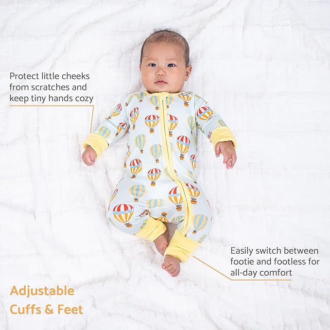 LollyBanks Baby Pajamas, 2-Way Zipper Infant Romper, 95% Viscose Made from Bamboo and 5% Spandex, Baby Sleepers