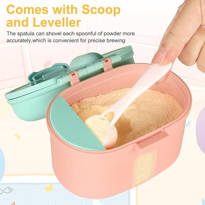 Accmor Baby Formula Dispenser On The Go, Portable Milk Powder Formula Dispenser with Scoop,Formula Containers for Travel Hold 8.5oz/240g Formula, Pink