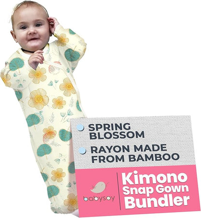Babysoy Newborn Baby Kimono Wrap Around Snap Sleeper Gown Sack Bundler