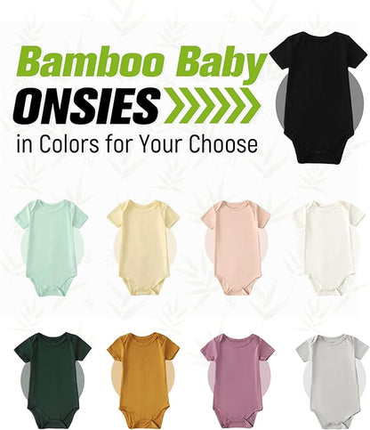 DEFAHN 2PCS Visocse from Bamboo Baby Rompers Unisex Onsies Solid Short Sleeve Baby Bodysuit 0-24 Months