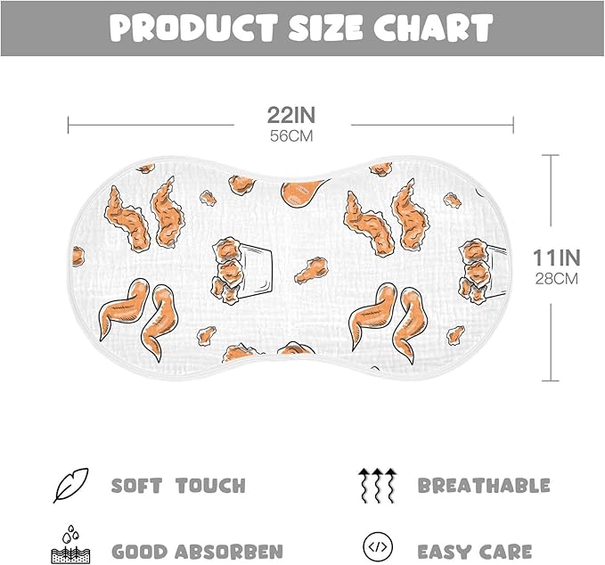 vvfelixl Muslin Burp Cloths Chicken Wings Baby Washcloths for Baby Girl Boys 2 Pack