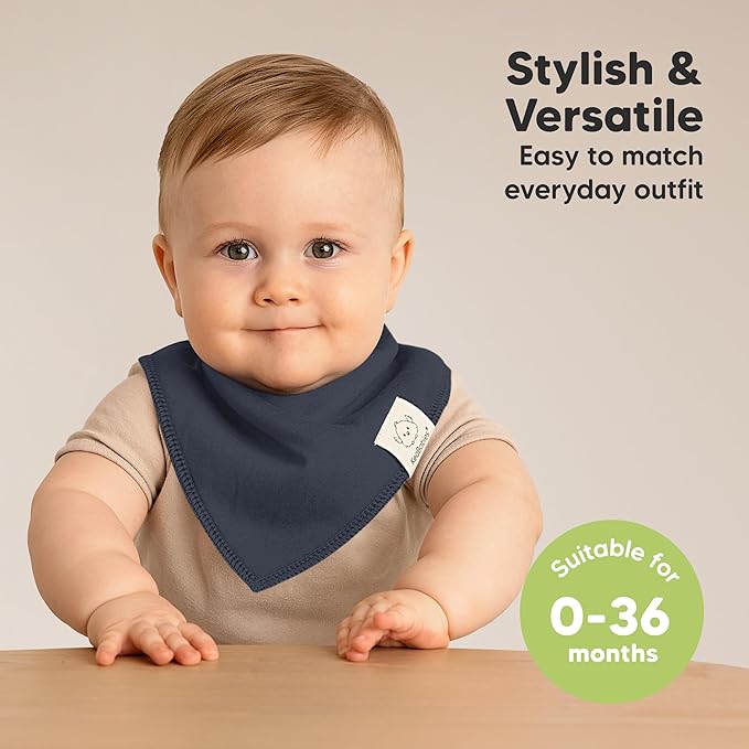 KeaBabies 8-Pack Organic Baby Bandana Bibs for Boys, Girls - Super Absorbent Triangle Baby Bibs for Drooling and Teething Infant, 100% Cotton Extra Soft for Newborn, Infant 0-36 Months (Eclipse)