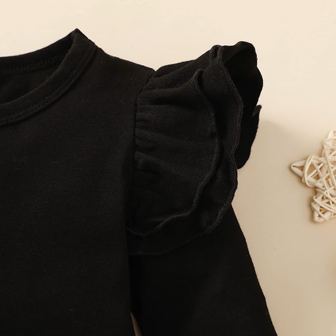 Baby Girl Solid Color Romper Infant Ruffle Sleeve Bodysuit One Piece Outfit Toddler Jumpsuit clothes