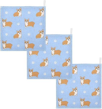 vvfelixl Baby Muslin Washcloths Corgi Paws Baby Burp Cloths Cotton Baby Face Towel for Newborn Infants Boys Girls Soft and Absorbent 11.8 X 11.8 in, 3 Pack