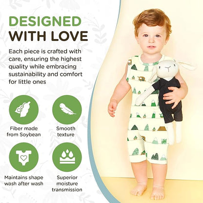 Babysoy Organic Pattern Print Tank Romper Shortall