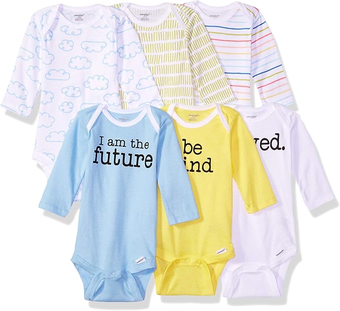 Onesies Brand, Unisex Baby, 6-Pack Long Sleeve Bodysuits