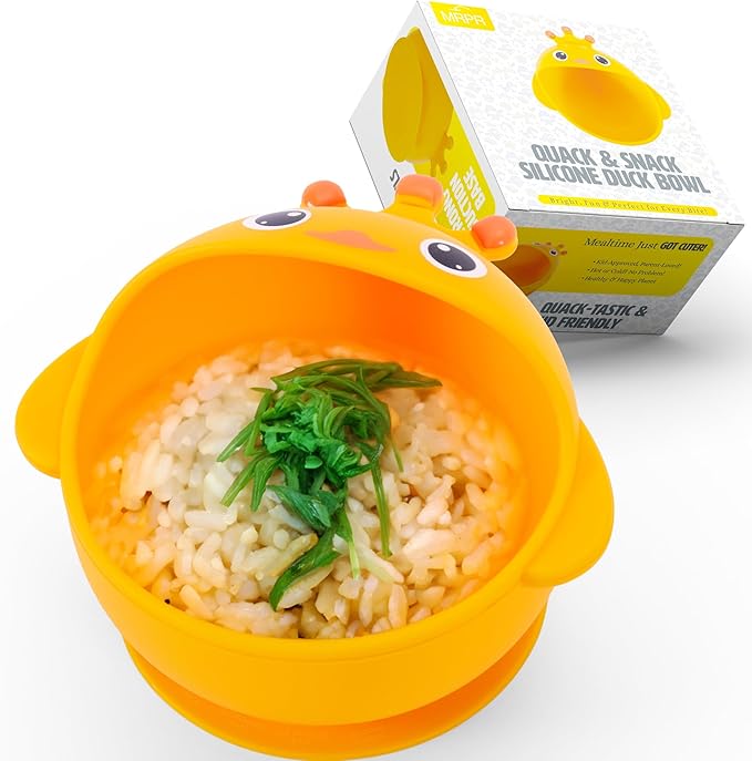 MRPR Quack & Snack Silicone Duck Bowl - Baby & Toddler Suction-Bowl - BPA, Lead, and Phthalate Free, Microwave & Dishwasher safe - Mess-Free Mealtime - Fun & Durable Snack-bowl for Kids