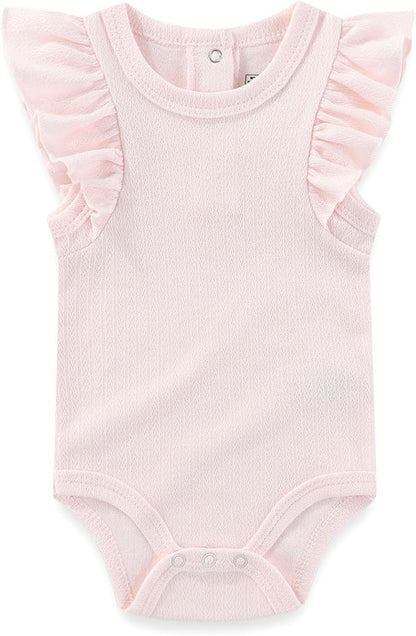 Baby Bodysuit 6 Pack Soft Mixed Ribbed Short Sleeve Romper Infant Boy Girl Clothes Set