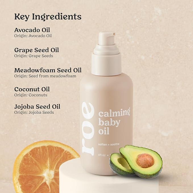 Roe Wellness Baby Hair, Scalp & Body Oil Unscented | Massage, Soothe, & Hydrates Irritated Skin | All Natural Non-Greasy Hydrating | Moisturize Full Body