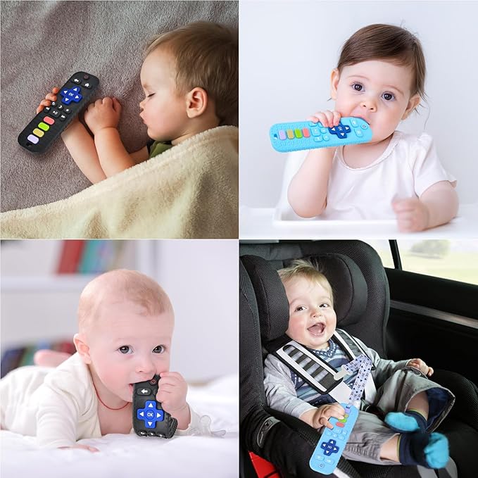 Baby Silicone Teething Toys, Simulation TV Remote Control Shape Teether Toys for Toddlers 3-18 Months, Boys Girls Baby Teething Toys, Babies Chew Toys, Freezer BPA Free